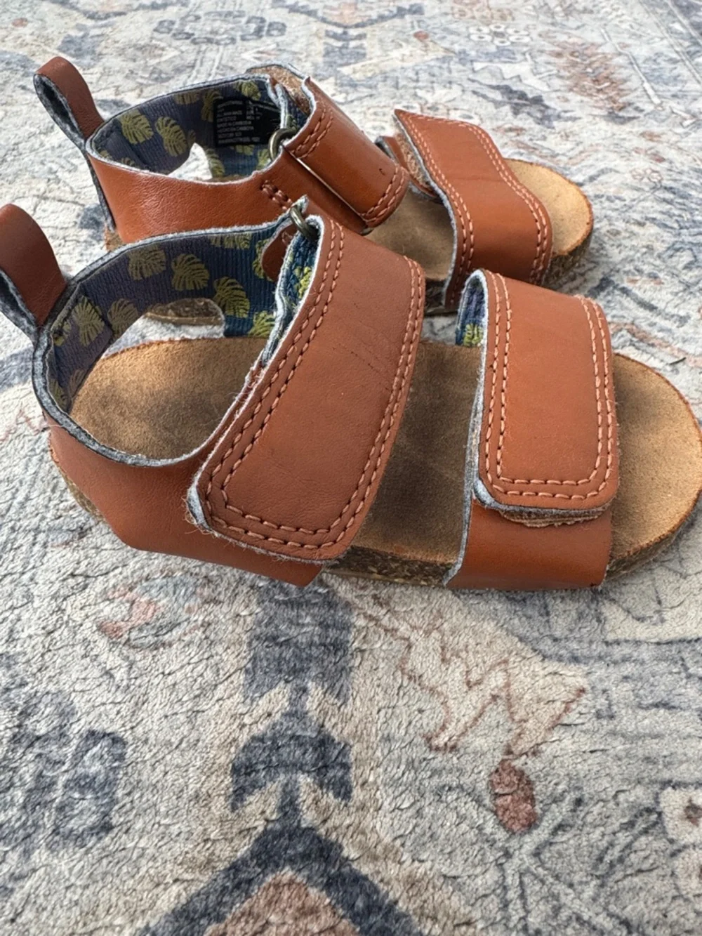 Wonder Nation Toddler Sandals Size 4 Brown Double Strap Shoes